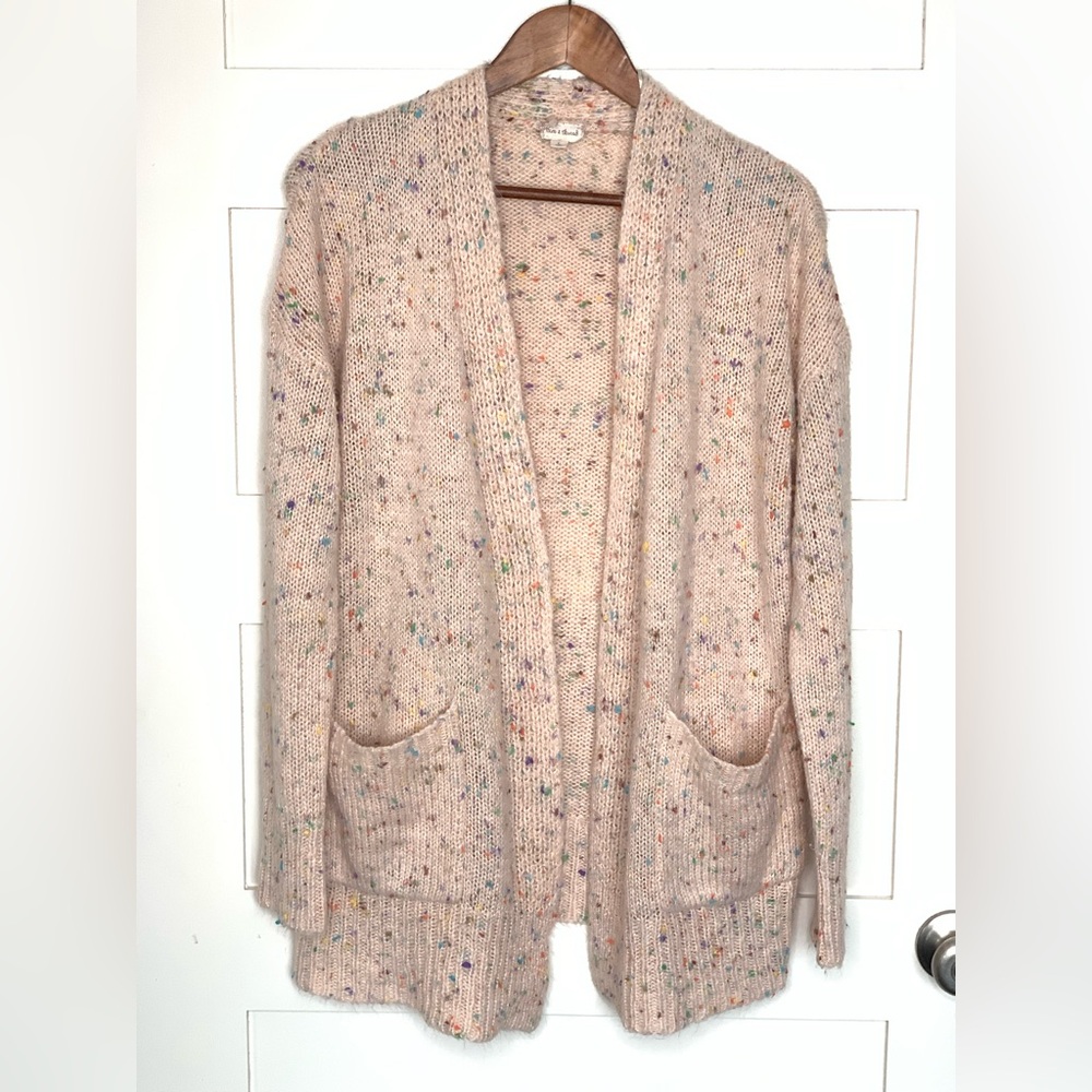 Hem & Thread Women’s Speckled Pink/Peach Cardigan Sweater Size Large